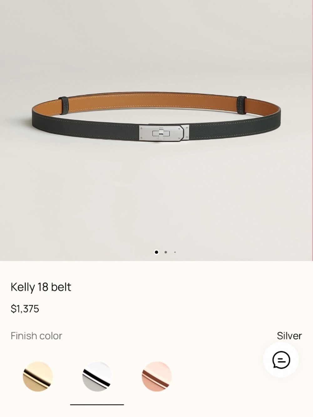 Hermes Kelly Belt- black silver hardware
